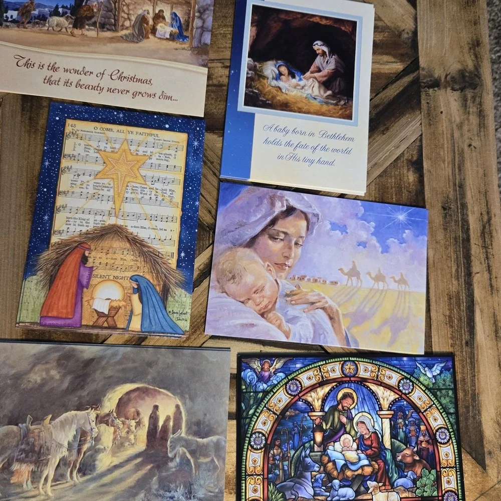Leanin' Tree The Christmas Story Boxed Christmas Cards 20 Cards 22 Envelopes KJV